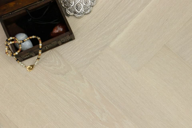 Prime Engineered Flooring Oak Herringbone Polar White Brushed UV Semi Matt Lacquered 14/3mm By 98mm By 490mm FL4122 0