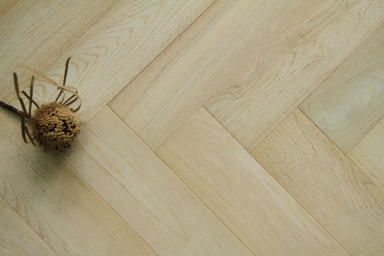 Prime Engineered Flooring Oak Bespoke Click Herringbone White Stone Brushed Uv Lacquered 12/3mm By 110mm By 600mm