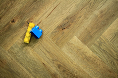 Prime Engineered Flooring Oak Bespoke Herringbone Montana Brushed UV Lacquered 14/3mm By 120mm By 600mm