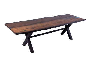 Bog Oak Dining Room Table Top Live Edge Hardwax Oiled (with Resin) 35mm By 890mm By 2530mm TB005 1