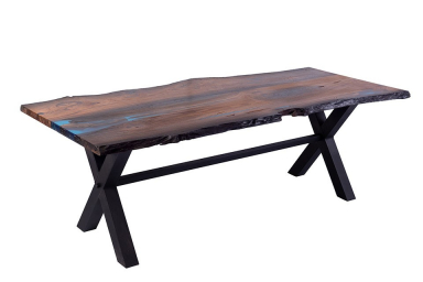 Bog Oak Dining Room Table Top Live Edge Hardwax Oiled (with Resin) 35mm By 930mm By 2100mm TB004 1