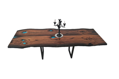 Bog Oak Dining Room Table Top Live Edge Hardwax Oiled (with Resin) 35mm By 980mm By 2560mm TB007 4