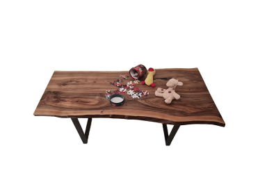 European Walnut Dining Room Table Top LiVe Edge UV Lacquered (with Resin) 35mm By 820mm By 1540mm TB028 3