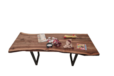 European Walnut Dining Room Table Top LiVe Edge UV Lacquered (with Resin) 35mm By 810mm By 1710mm TB032 3