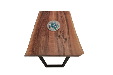 European Walnut Dining Room Table Top LiVe Edge UV Lacquered (with Resin) 35mm By 820mm By 920mm TB043 5