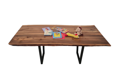 European Walnut Dining Room Table Top LiVe Edge UV Lacquered (with Resin) 37mm By 870mm By 1940mm TB067 3