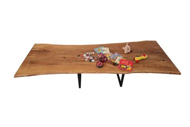 European Oak Dining Room Table Top LiVe Edge UV Lacquered (with Resin) 35mm By 1090mm By 2960mm TB080 2