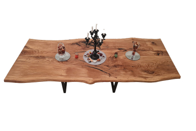 European Oak Dining Room Table Top LiVe Edge UV Lacquered (with Resin) 35mm By 1050mm By 2540mm TB087 2