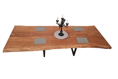 European Oak Dining Room Table Top LiVe Edge UV Lacquered (with Resin) 43mm By 1000mm By 2540mm TB088 2