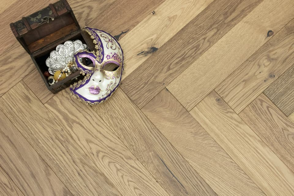 Natural Engineered Flooring Oak Herringbone Light Smoked Brushed UV Oiled 14/3mm By 90mm By 600mm FL3726 6