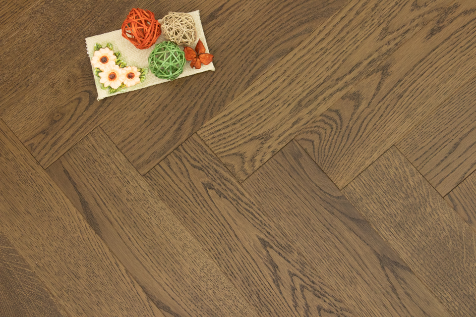 Prime Engineered Flooring Oak Herringbone Coffee Brushed UV Oiled 14/3mm By 98mm By 588mm FL3069 0