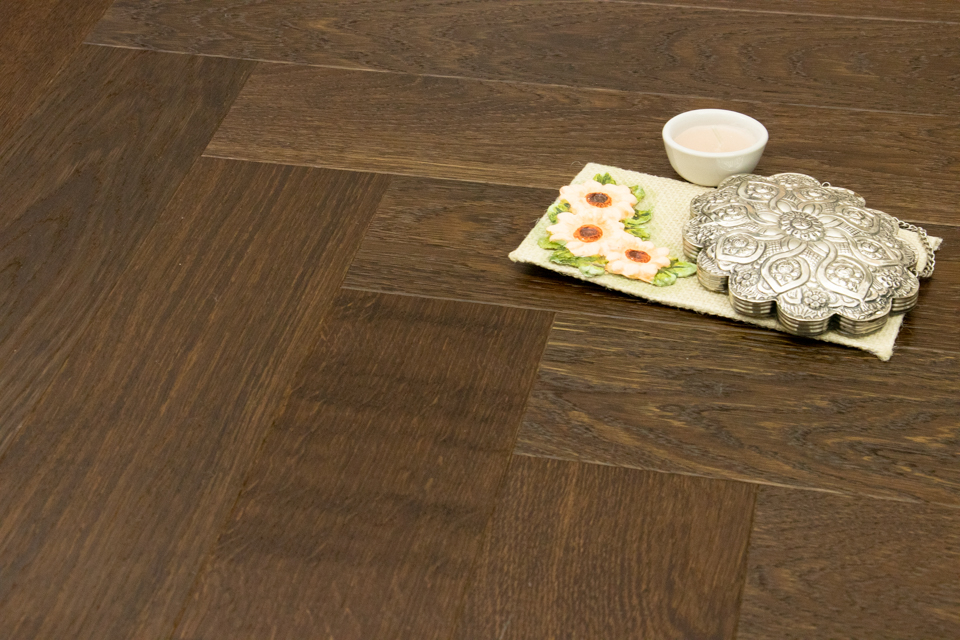 Prime Engineered Flooring Oak Herringbone Dark Smoked Brushed UV Oiled 14/3mm By 97mm By 582mm FL2378 4