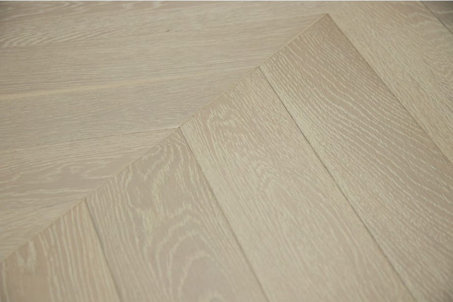 Prime Engineered Flooring Oak Chevron Sunny White Brushed UV Oiled 15/4mm By 90mm By 610mm FL3006 1