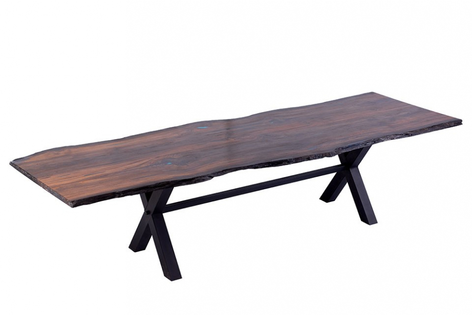 Bog Oak Dining Room Table Top Live Edge Hardwax Oiled (with Resin) 35mm By 980mm By 3000mm TB009 1