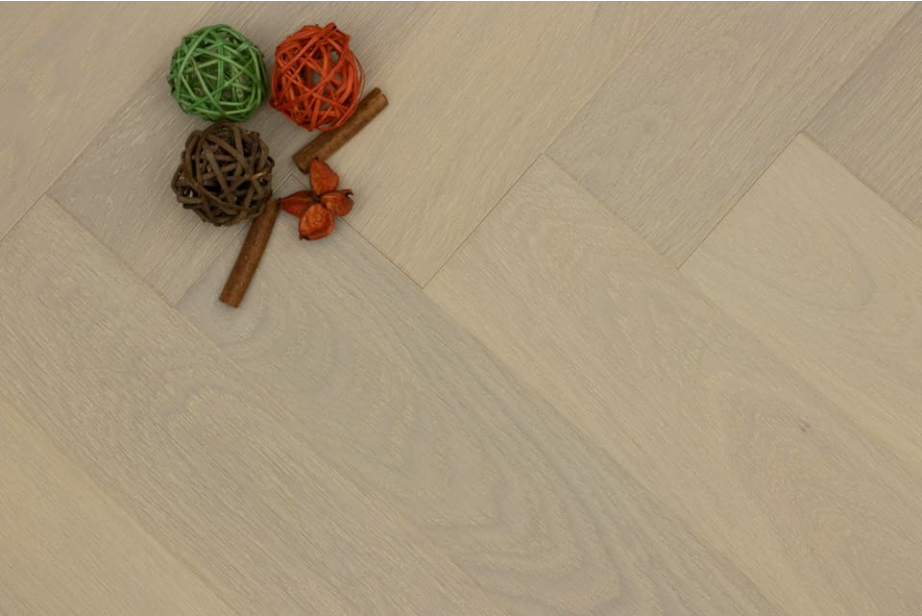 Prime Engineered Flooring Oak Herringbone Snow White Brushed Wax Oiled 14/3mm By 120mm By 600mm FL4422 1
