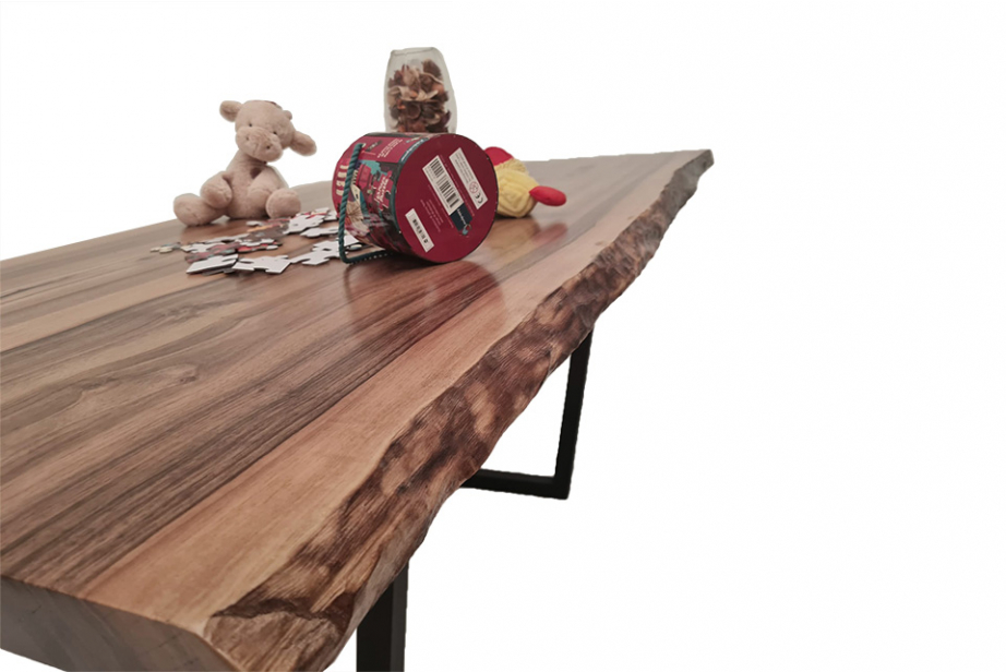 European Walnut Dining Room Table Top Live Edge UV Lacquered (with Resin) 38mm By 940mm By 1690mm TB025 3