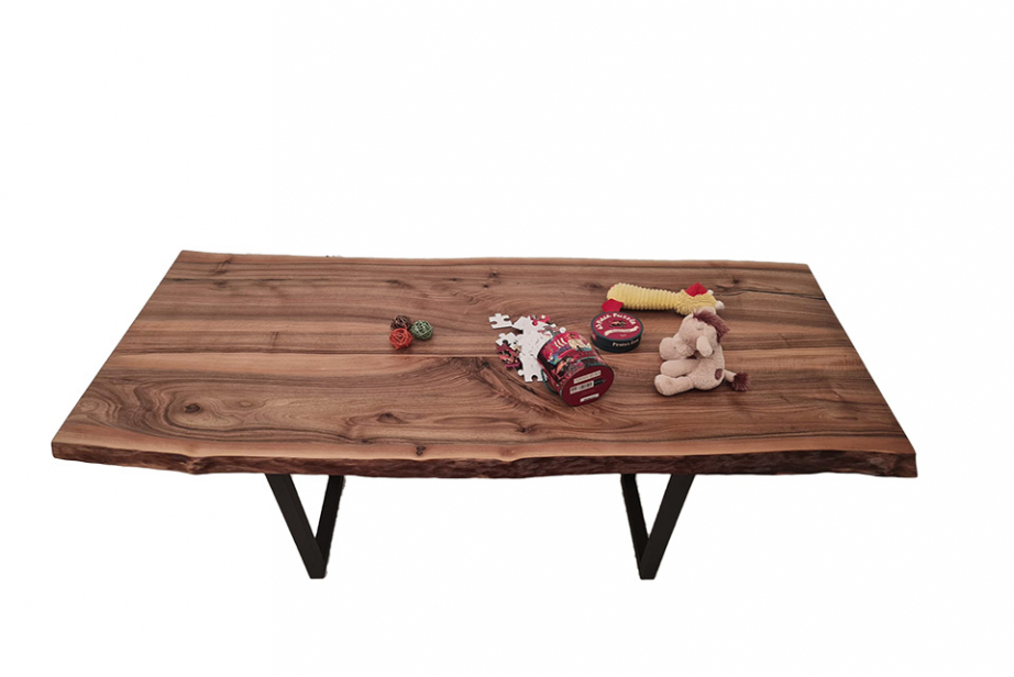 European Walnut Dining Room Table Top Live Edge UV Lacquered (with Resin) 38mm By 850mm By 1780mm TB033 4