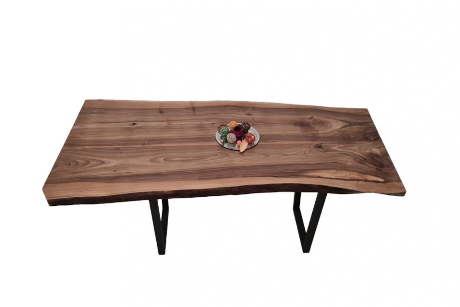 European Walnut Dining Room Table Top Live Edge UV Lacquered (with Resin) 35mm By 840mm By 1750mm TB034 3