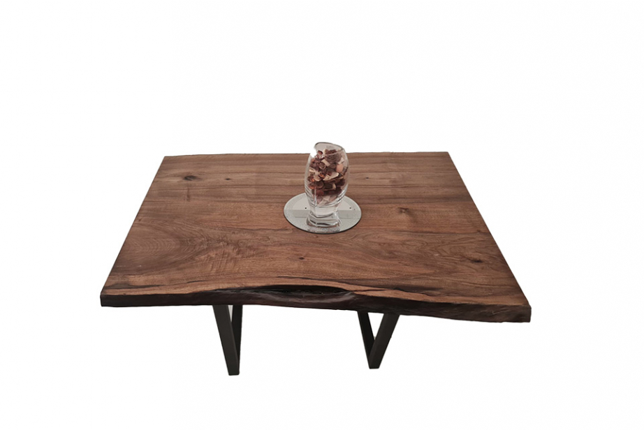 European Walnut Dining Room Table Top Live Edge UV Lacquered (with Resin) 40mm By 820mm By 1090mm TB042 5