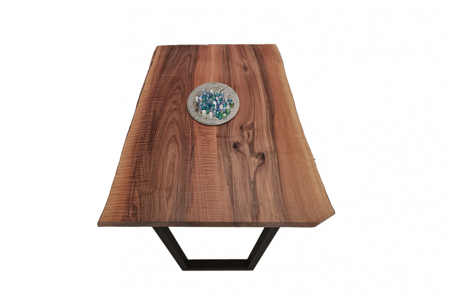 European Walnut Dining Room Table Top Live Edge UV Lacquered (with Resin) 35mm By 820mm By 920mm TB043 5