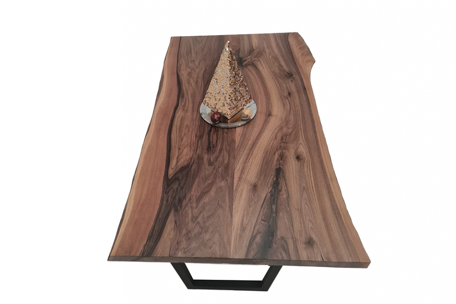 European Walnut Dining Room Table Top LiVe Edge UV Lacquered (with Resin) 37mm By 760mm By 1350mm TB054 3