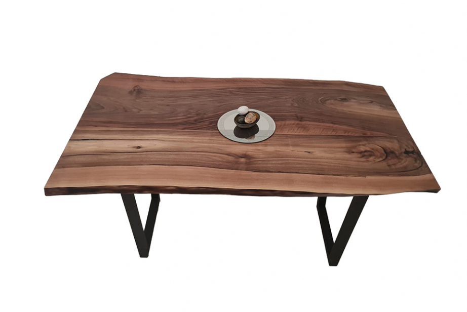 European Walnut Dining Room Table Top LiVe Edge UV Lacquered (with Resin) 35mm By 820mm By 1400mm TB056 4
