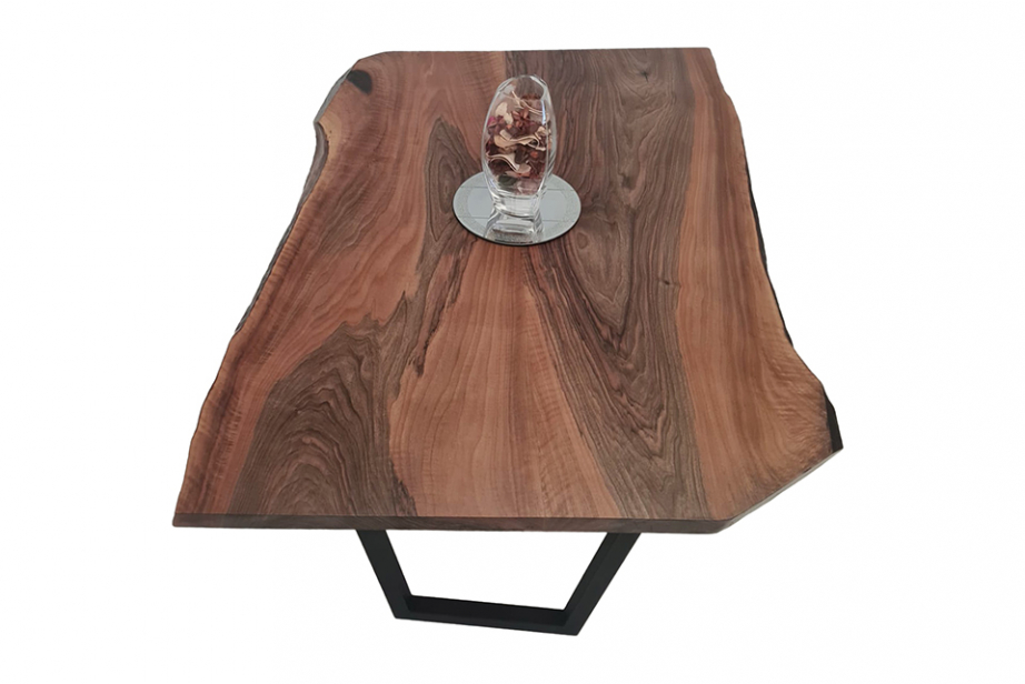 European Walnut Dining Room Table Top Live Edge UV Lacquered (with Resin) 38mm By 900mm By 1320mm TB060 3