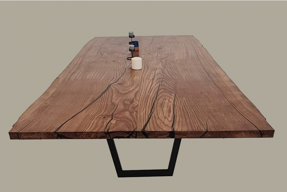 European Oak Dining Room Table Top Live Edge UV Lacquered (with Resin) 35mm By 1060mm By 2470mm TB072 4