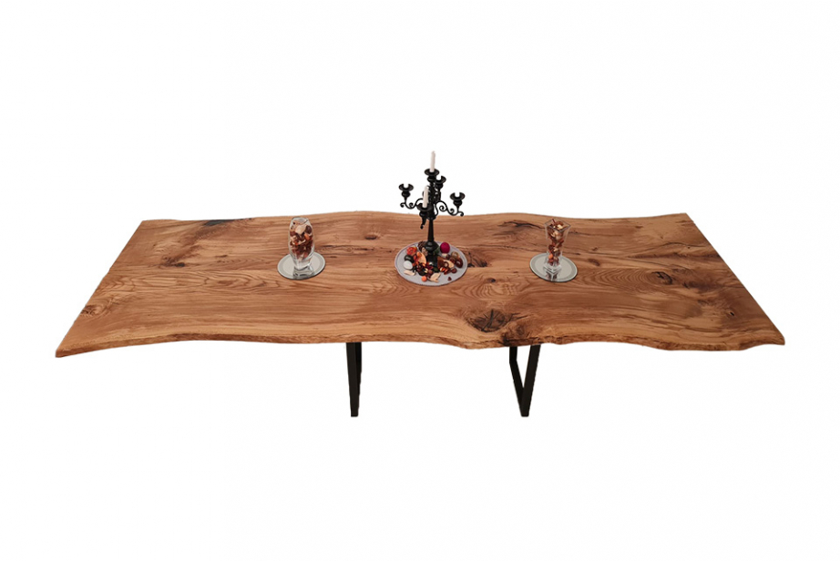 European Oak Dining Room Table Top LiVe Edge UV Lacquered (with Resin) 35mm By 1050mm By 3300mm TB073 2