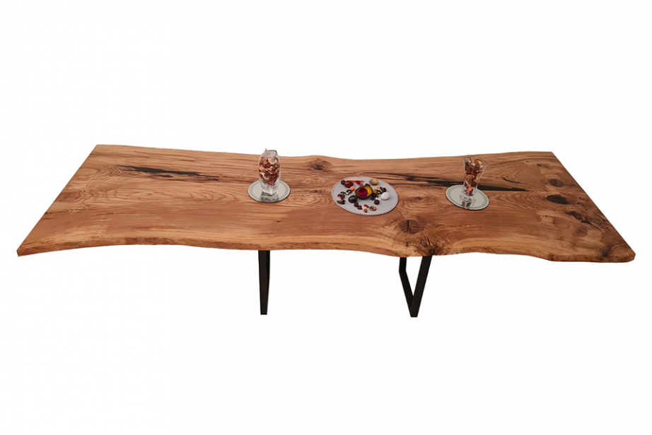 European Oak Dining Room Table Top Live Edge UV Lacquered (with Resin) 40mm By 1040mm By 3130mm TB076 2