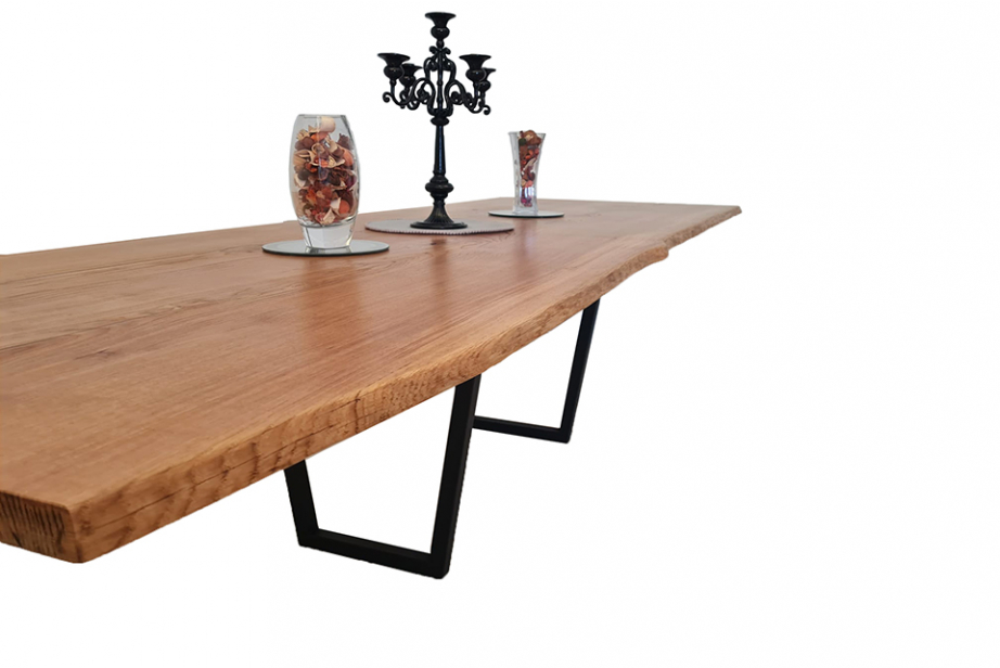 European Oak Dining Room Table Top Live Edge UV Lacquered (with Resin) 35mm By 1090mm By 3120mm TB077 2