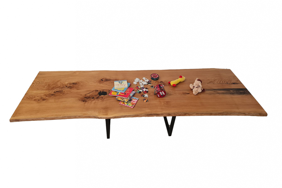 European Walnut Dining Room Table Top LiVe Edge UV Lacquered (with Resin) 38mm By 800mm By 1980mm TB068 3