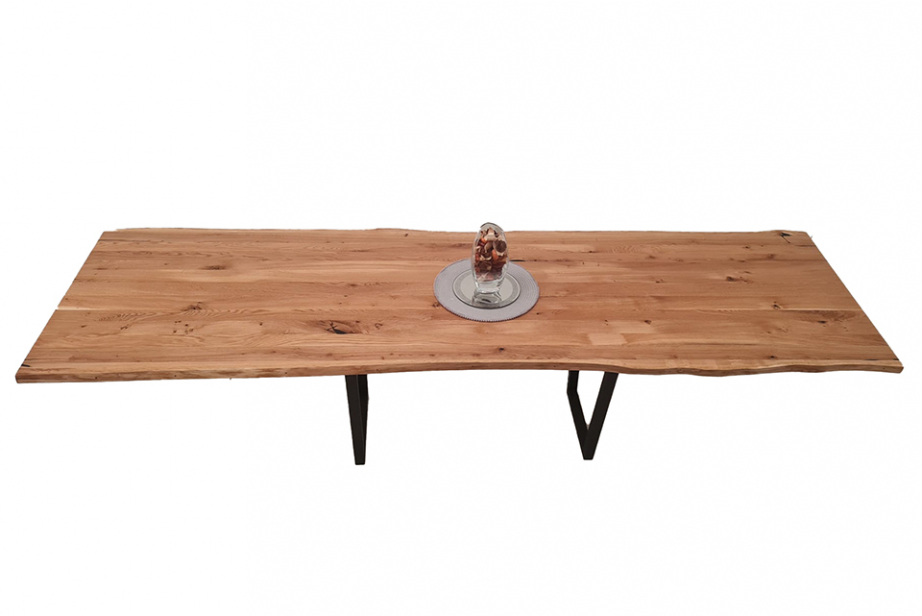 European Oak Dining Room Table Top LiVe Edge UV Lacquered (with Resin) 35mm By 830mm By 2850mm TB083 2