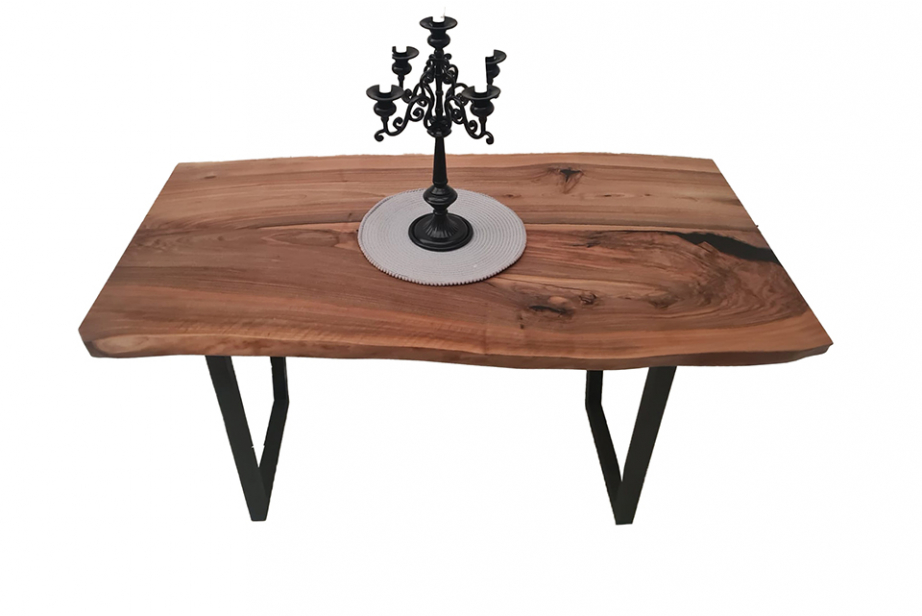 European Walnut Dining Room Table Top Live Edge UV Lacquered (with Resin) 35mm By 810mm By 1460mm TB096 2