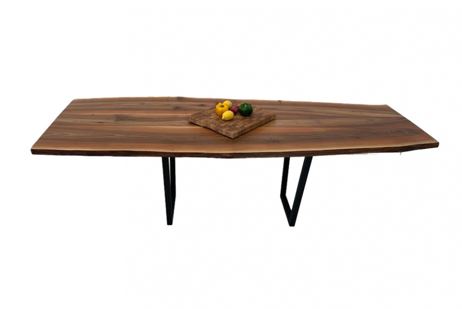 European Walnut Dining Room Table Top LiVe Edge UV Lacquered (with Resin) 35mm By 940mm By 2500mm TB061 0