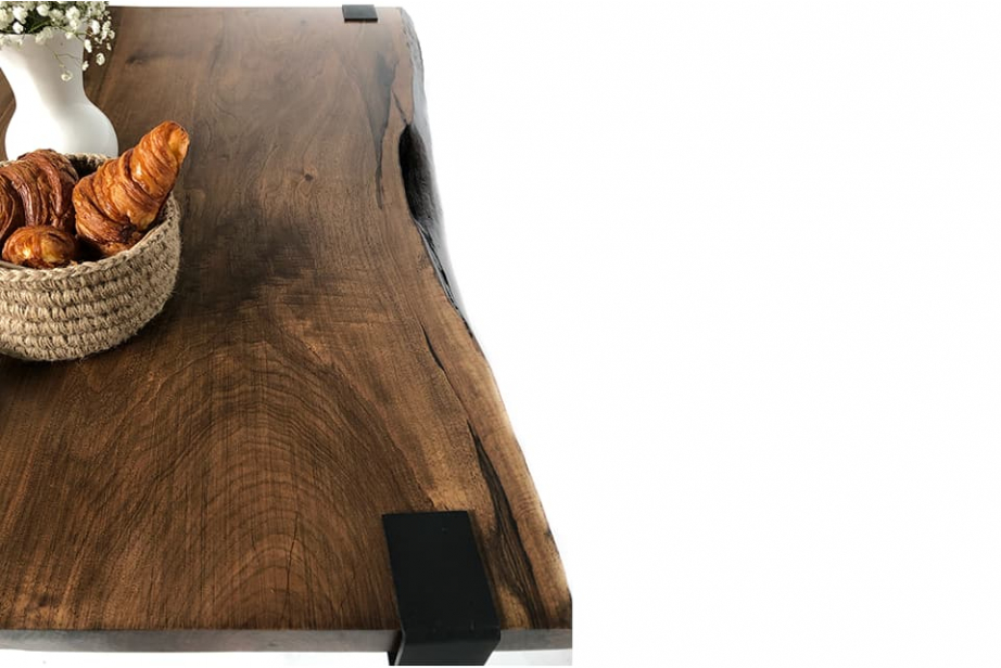 European Walnut Dining Room Table Top LiVe Edge UV Lacquered (with Resin) 38mm By 700mm By 1400mm TB070 1