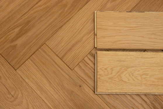 Natural Engineered Flooring Oak Herringbone Brushed UV Lacquered 15/4mm By 90mm By 600mm