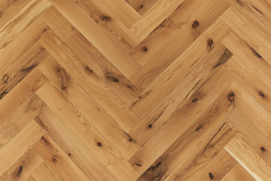 Rustic Engineered Flooring Oak Click Herringbone Country Native Light Brushed Uv Lacquered 12/3mm By 120mm By 600mm