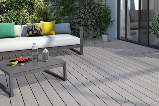 Dasso Bamboo Grey XTR Ribbed Hardwood Decking Boards Using Hidden Fixing 18mm By 137mm By 1850mm DK074-1850 1