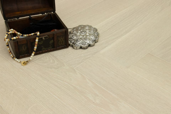 Prime Engineered Flooring Oak Herringbone Polar White Brushed UV Semi Matt Lacquered 14/3mm By 128mm By 600mm FL4347 0