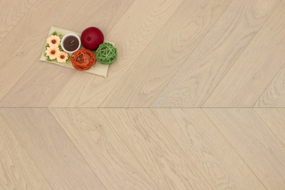 Prime Engineered Flooring Oak Chevron Sunny White Brushed UV Oiled 14/3mm By 98mm By 547mm FL4019 1