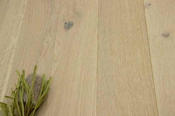 Natural Engineered Flooring Oak Polar Light Sand Brushed UV Oiled 14/4mm By 150mm By 1800-2400mm FSC 100% Certificate : NC-COC-054381