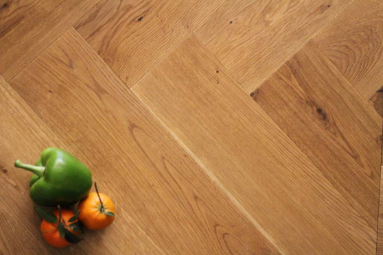 Bespoke Natural Engineered Flooring Oak Click Herringbone New York Brushed Uv Lacquered 12/3mm By 120mm By 550mm