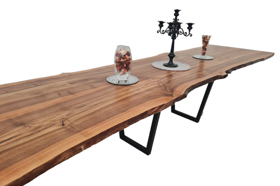 European Walnut Dining Room Table Top LiVe Edge UV Lacquered (with Resin) 38mm By 880mm By 4080mm
