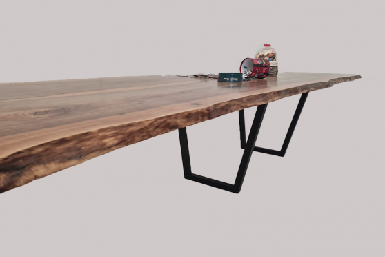 European Walnut Dining Room Table Top LiVe Edge UV Lacquered (with Resin) 38mm By 900mm By 4090mm