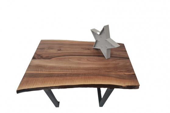 European Walnut Dining Room Table Top LiVe Edge UV Lacquered (with Resin) 38mm By 660mm By 950mm