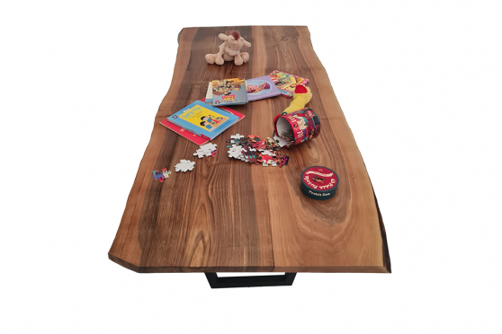 European Walnut Dining Room Table Top LiVe Edge UV Lacquered (with Resin) 38mm By 820mm By 1820mm