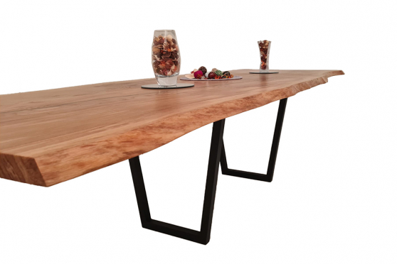 European Oak Dining Room Table Top LiVe Edge UV Lacquered (with Resin) 40mm By 1080mm By 3200mm