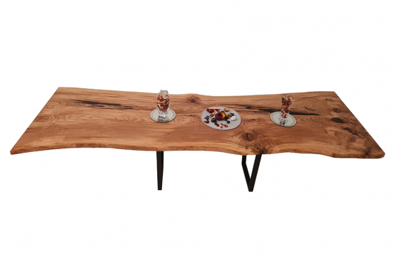 European Oak Dining Room Table Top LiVe Edge UV Lacquered (with Resin) 40mm By 1040mm By 3130mm