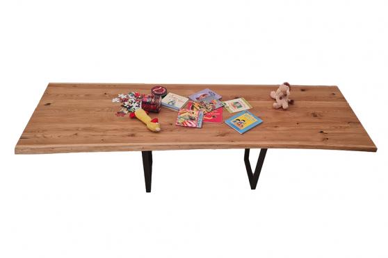 European Oak Dining Room Table Top LiVe Edge UV Lacquered (with Resin) 35mm By 830mm By 2540mm